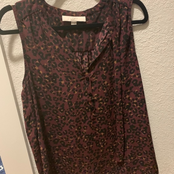 LOFT Tops - ANN TAYLOR LOFT burgundy leopard print blouse M